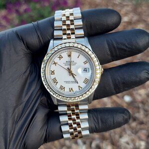 Rolex 36mm Datejust 16233 White roman Two-tone 2CT Diamond jubilee